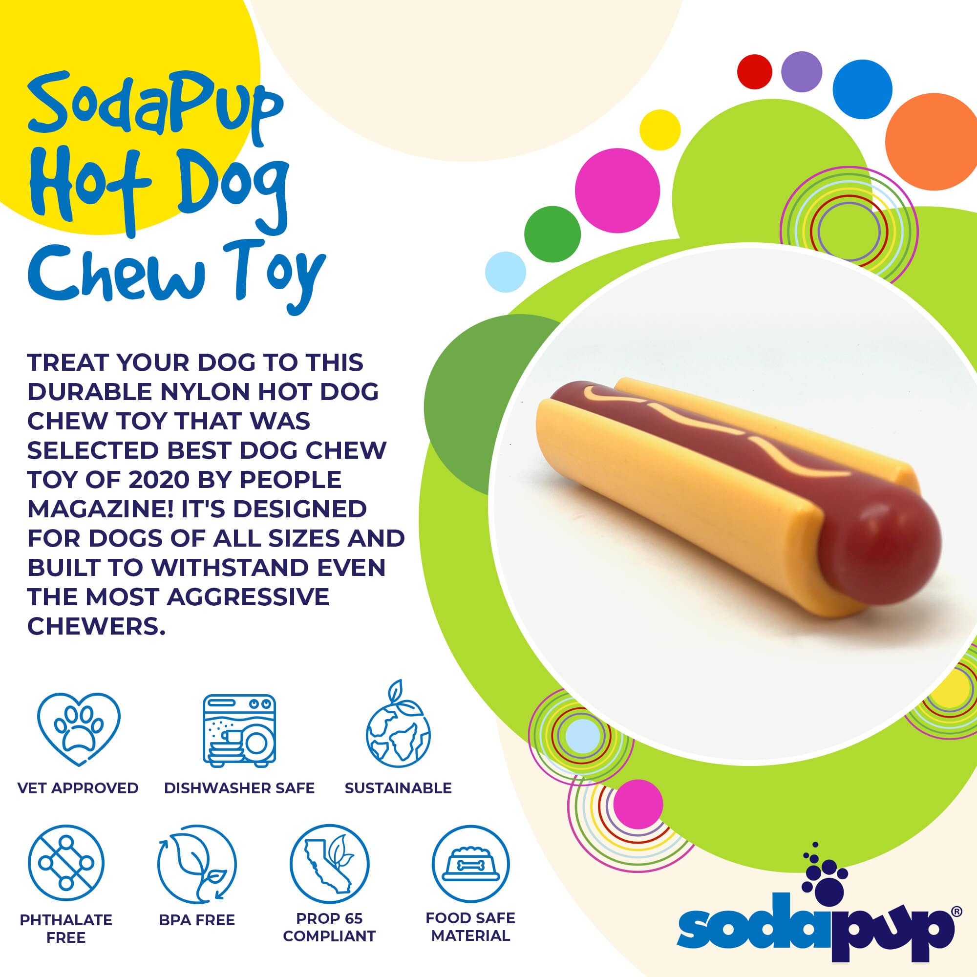 Hot Dog Nylon Dog Toy for Aggressive Chewers