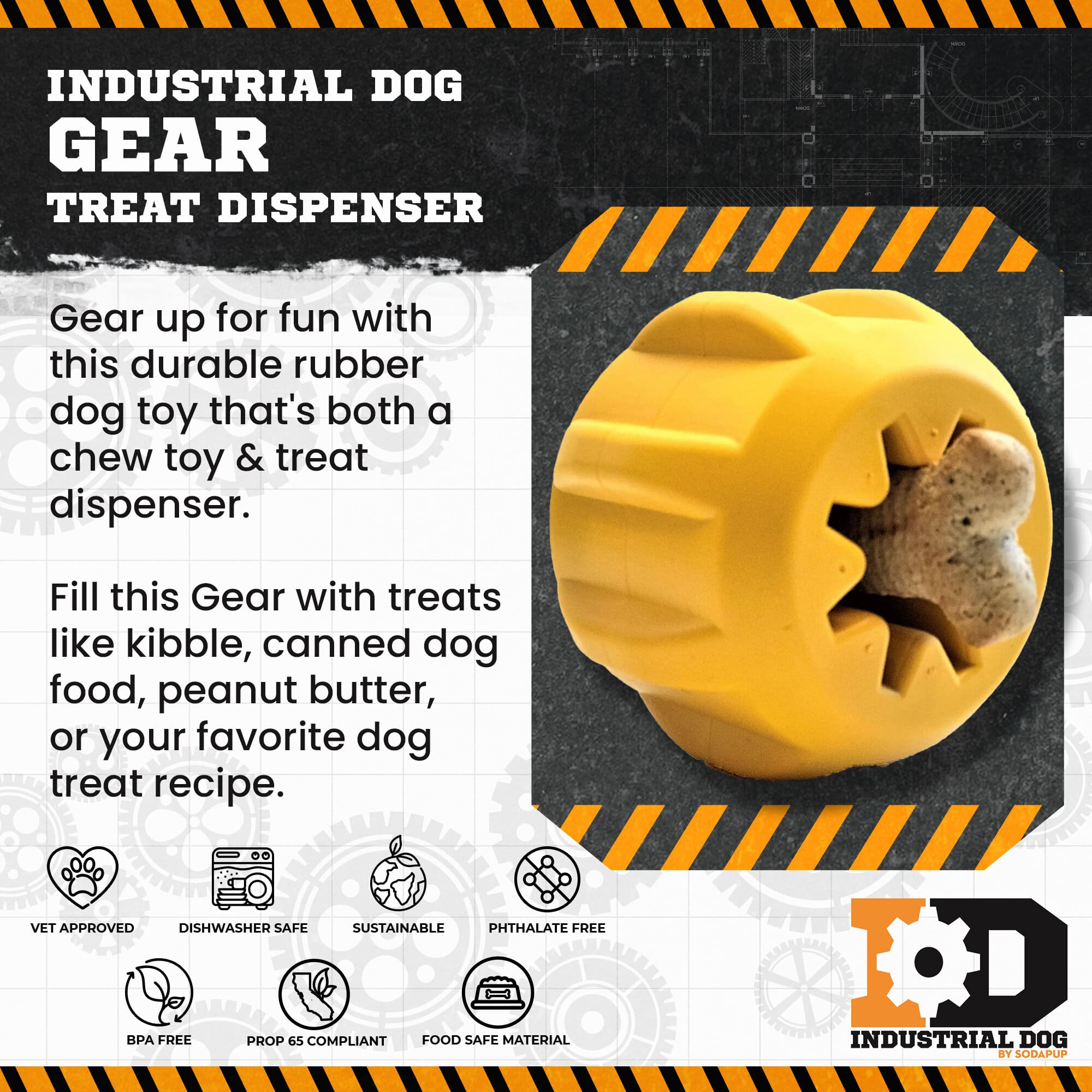 Gear eDispenser - Durable Rubber Yak Chew Holder & Treat Pocket