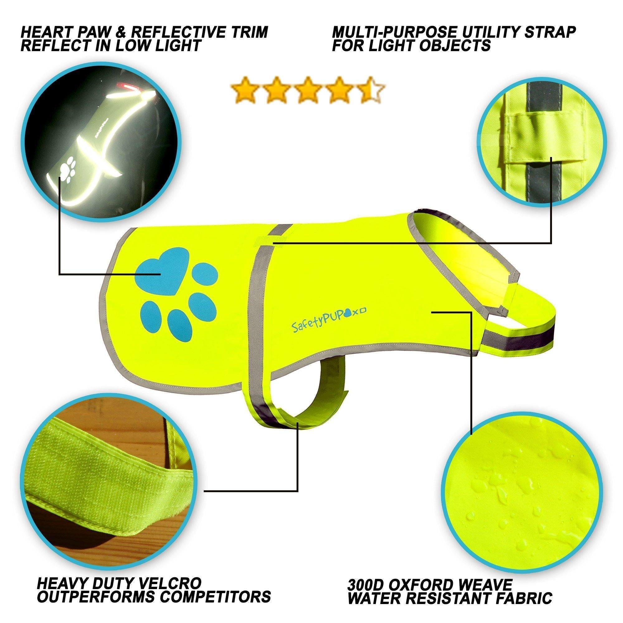 Reflective Dog Safety Vest Hi-Vis XL Size Neon Yellow
