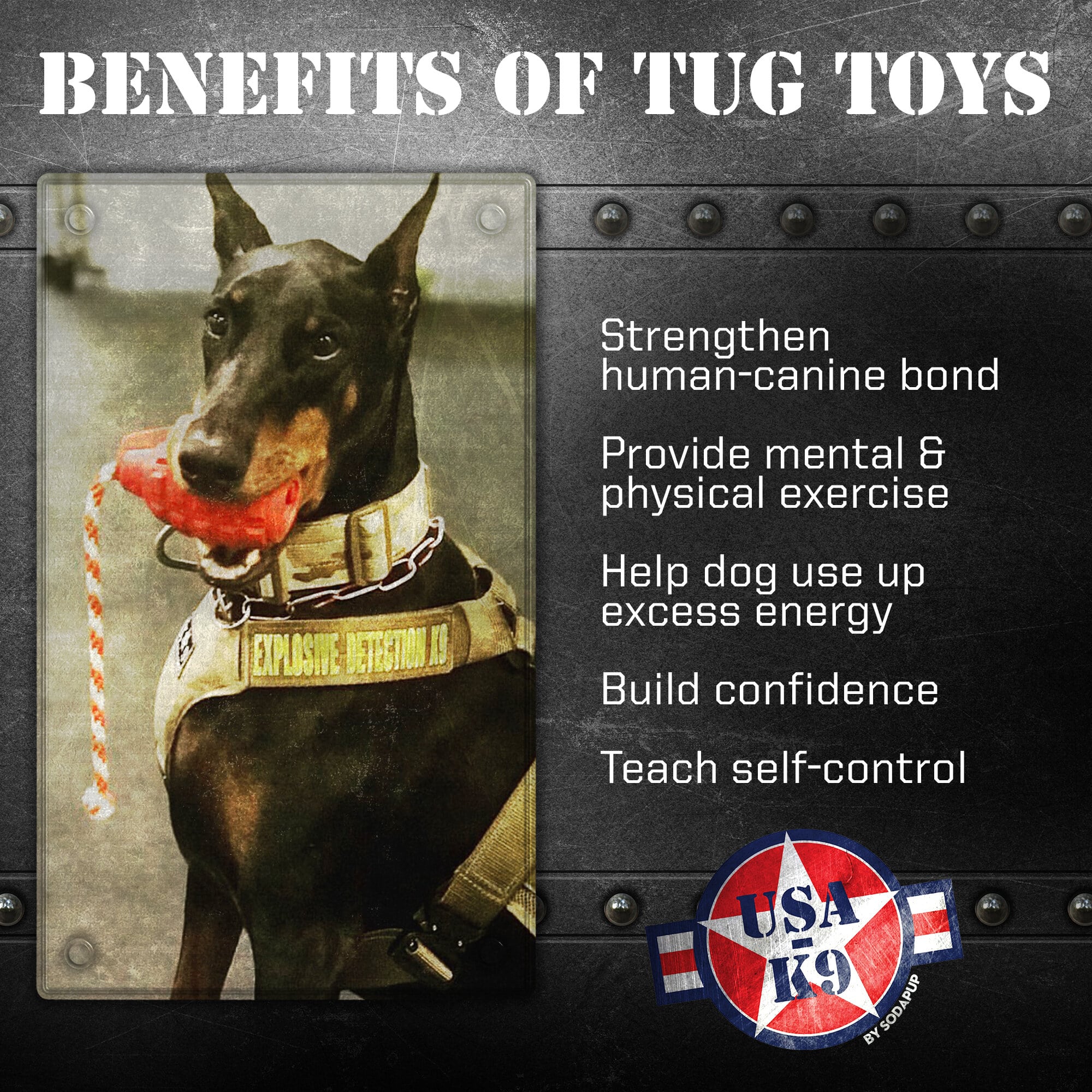 USA-K9 Grenade Rubber Dog Chew Toy | K9 Handler Reward Toy