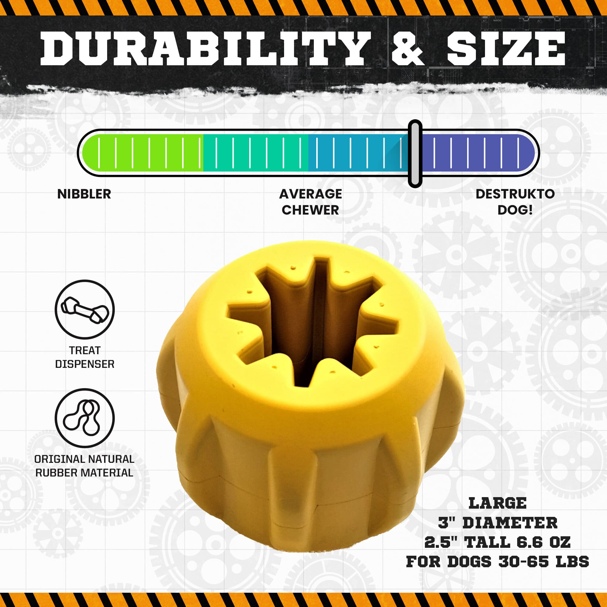 Gear eDispenser - Durable Rubber Yak Chew Holder & Treat Pocket