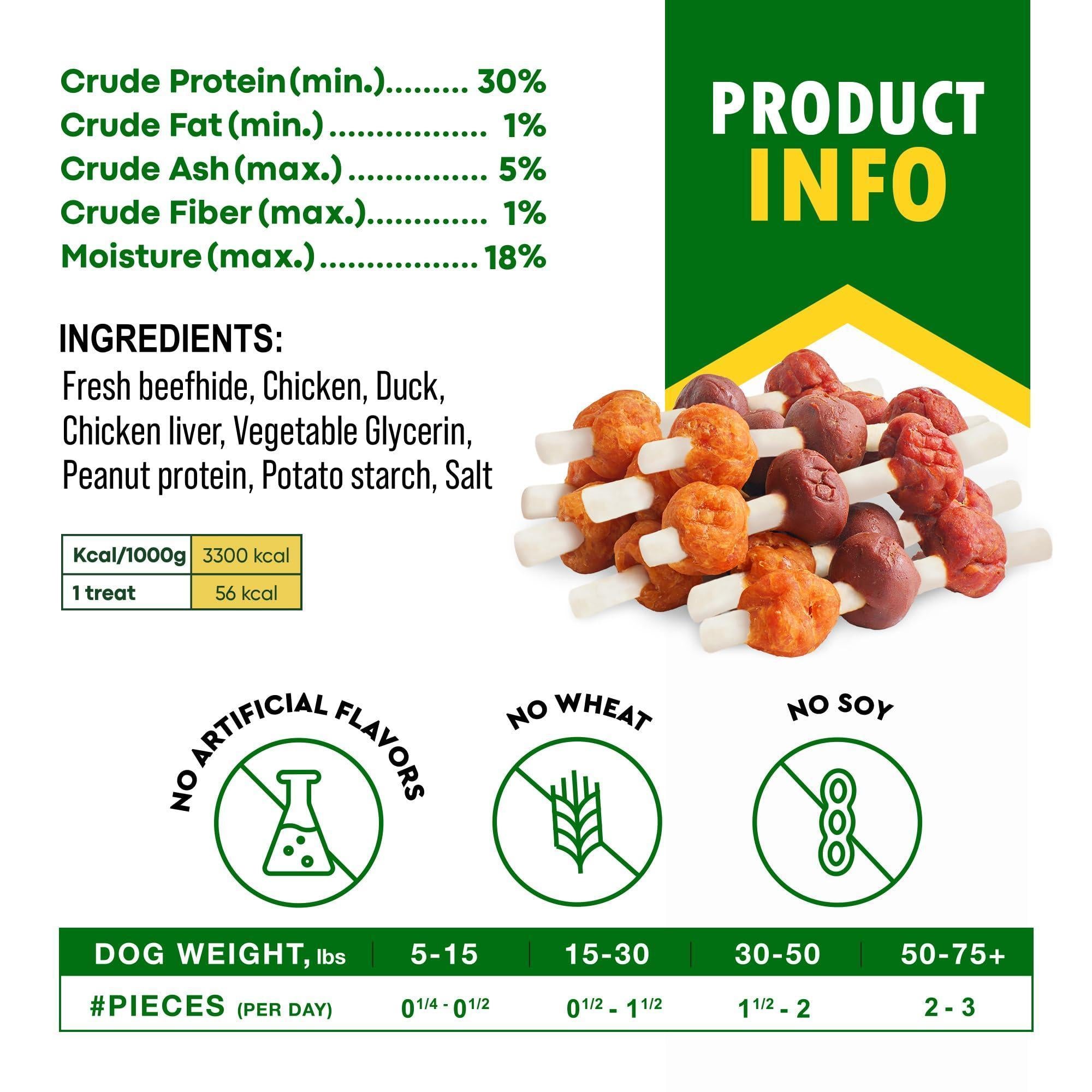 Kabob Dog Treats Duck & Chicken Rawhide-Free & Grain-Free Dental Support