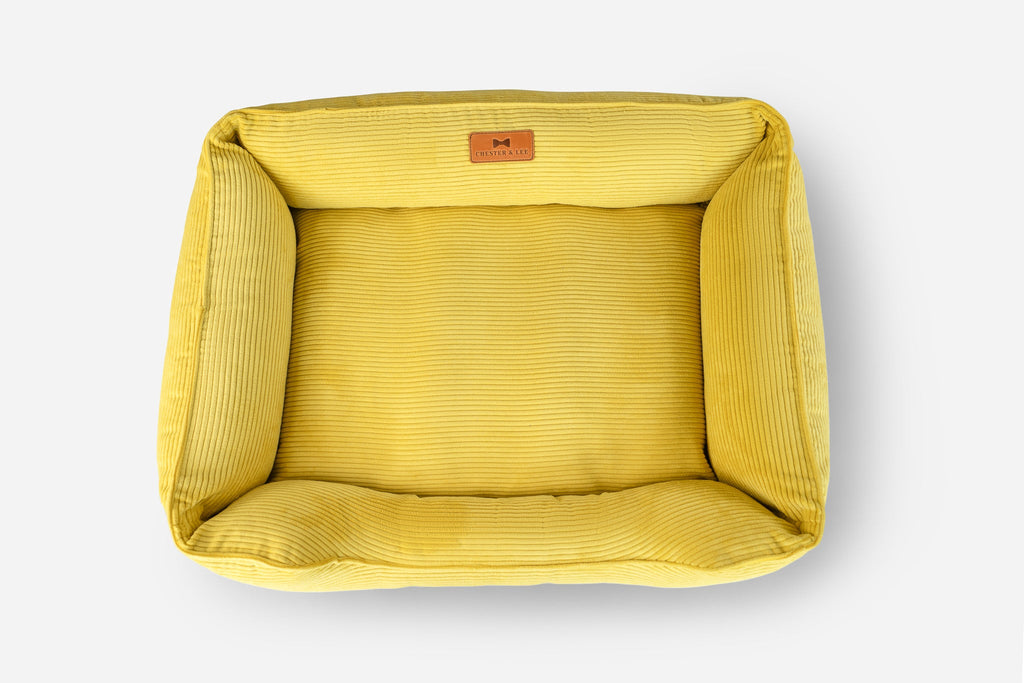 Chester & Lee | Fancy Corduroy Sleeper Dog Bed Sunny Yellow