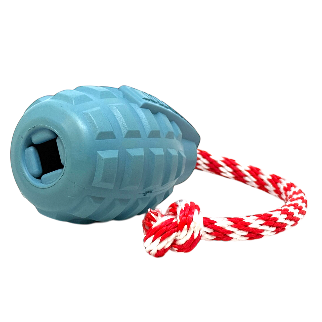 USA-K9 Grenade Shaped Rubber Dog Toy - Chew, Treat Dispenser & Tug Toy