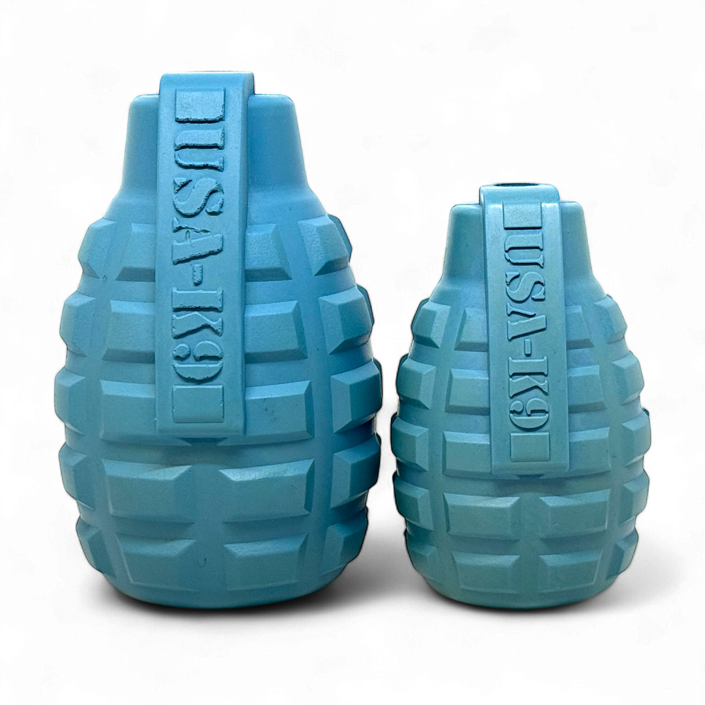USA-K9 Grenade Shaped Rubber Dog Toy - Chew, Treat Dispenser & Tug Toy