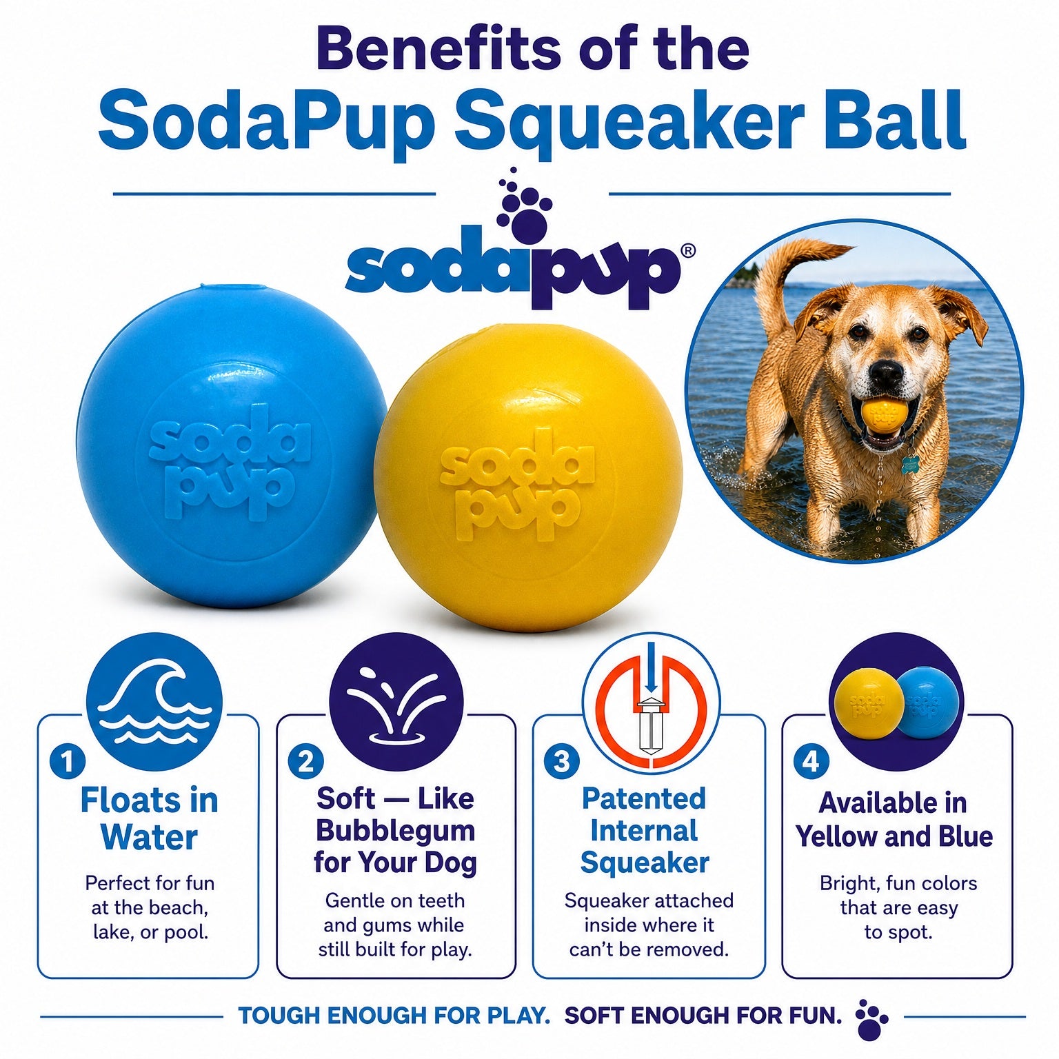 Squeak Ball - Durable Squeaky Dog Toy, Floats, Chew Toy