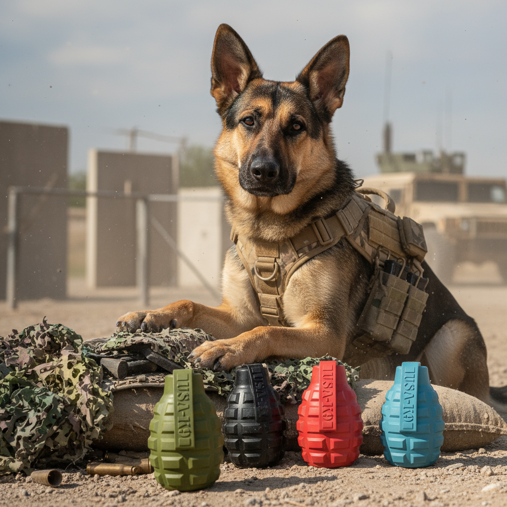 USA-K9 Grenade Shaped eDispenser Durable Dog Chew Toy & Treat Dispenser